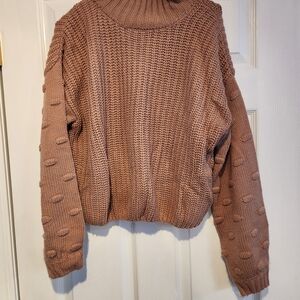 Jessica Simpson Textured Knit Turtleneck Sweater - Tan
